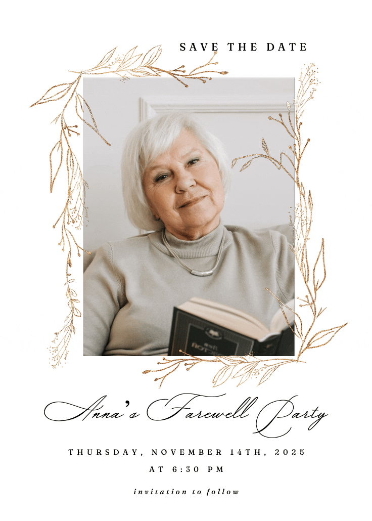 Golden outline branches - party invitation